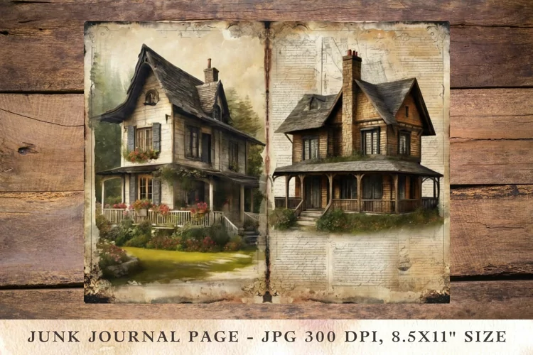 Printable Junk Journal cottage house 8