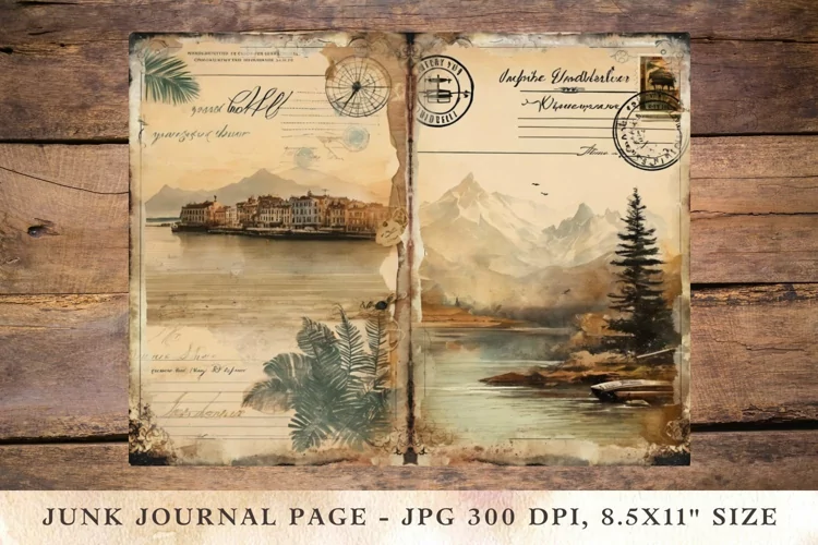 Printable Junk Journal Pages postcard travel 8
