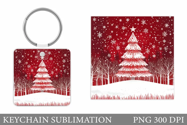 Christmas Tree Keychain. Christmas Keychain Sublimation