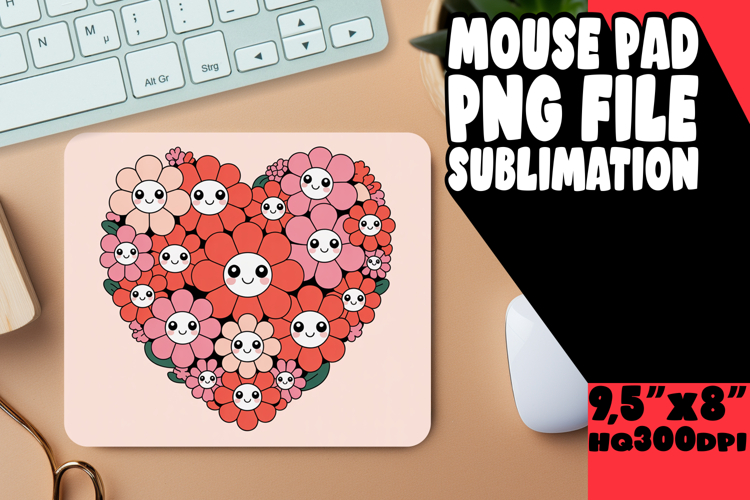 Bright DESK MAT Fun Ideas, Flowers Heart