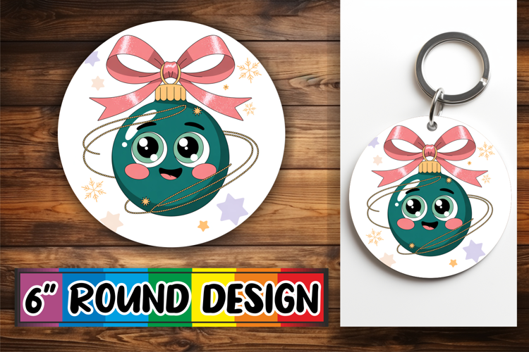 Heartfelt Circle Keychain Sublimation, Cute Christmas