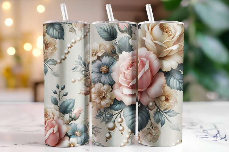 Flowers Tumbler Wrap | Sublimation | Tumblers example image 1