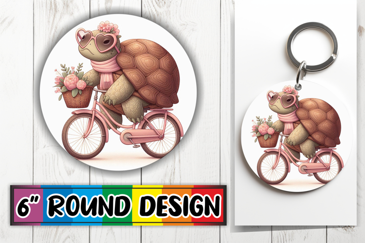 Timeless Keychain Circle Design, Turtle