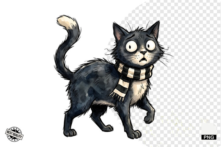 Halloween Black Cat Clipart example image 1