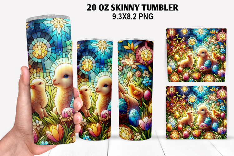 Lamb Skinny Tumbler 20oz Wrap Design, Easter Tumbler PNG