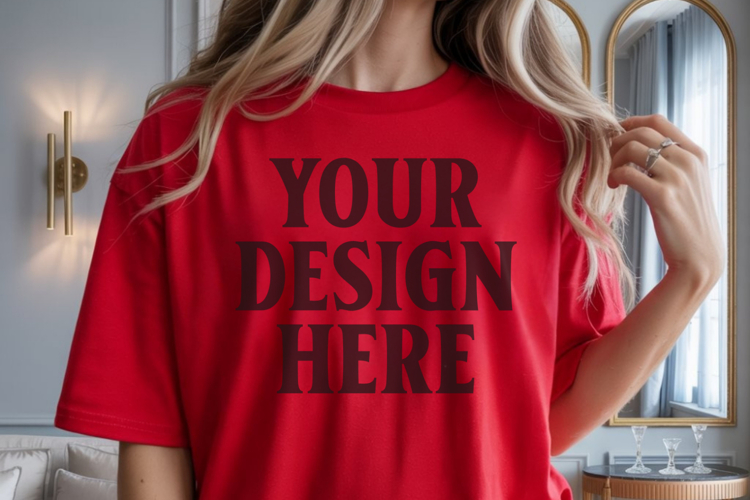 Comfort Colors 1717 Red T-Shirt Mockup