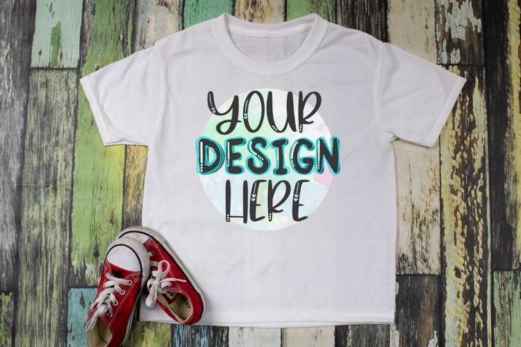 Kids Sublimation Shirt Mock Up - Red Shoes example image 1