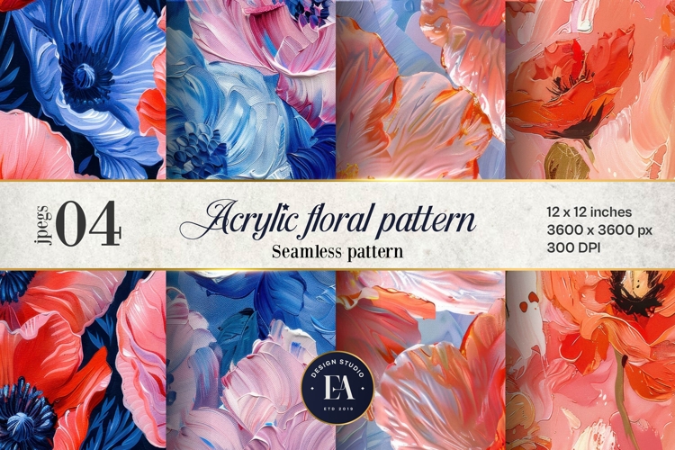 Acrylic floral pattern | Abstract floral pattern
