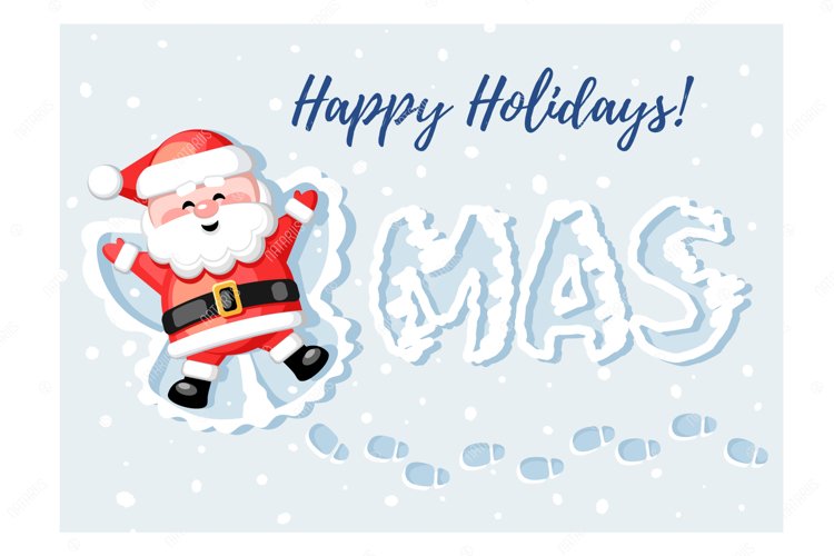 Merry Christmas! Happy Holidays! Funny Santa Claus. (513569) | Illustrations | Design Bundles