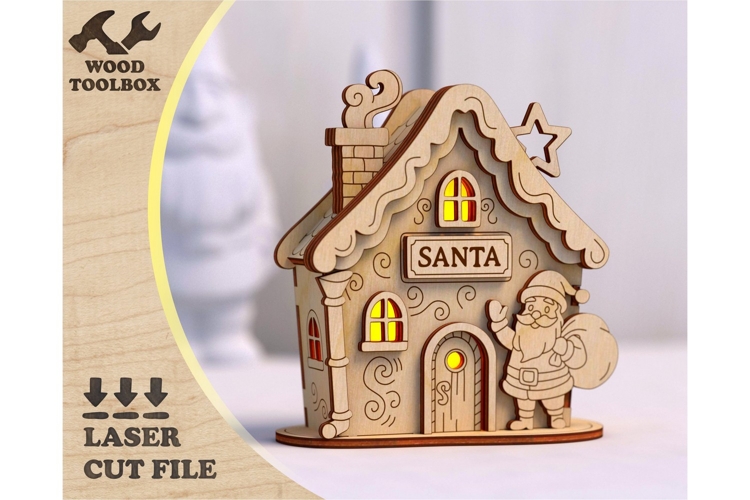 Santa House Light Box SVG