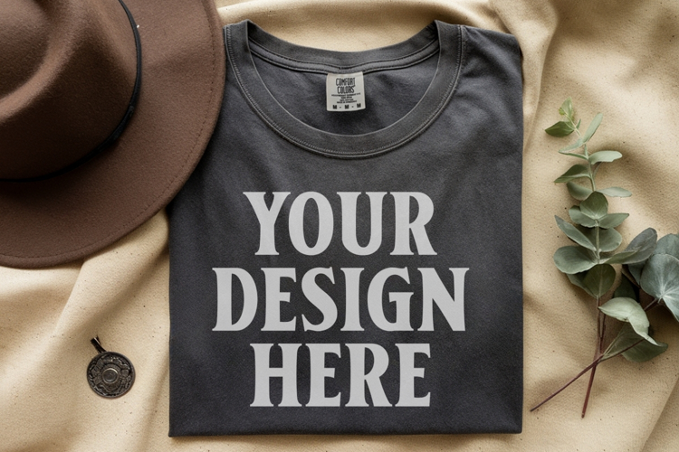 Pepper Comfort Colors 1717 Folded Tshirt Mockups