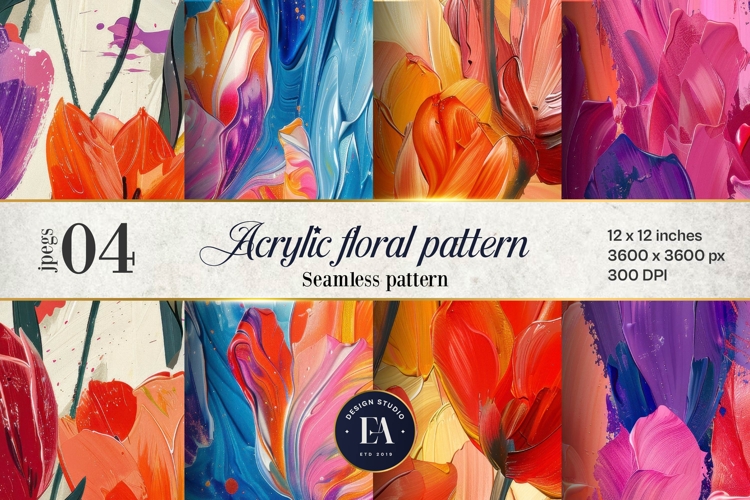 Acrylic floral pattern | Abstract floral pattern