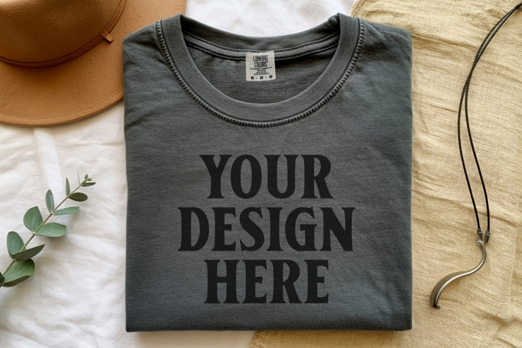 Pepper Comfort Colors 1717 Folded Tshirt Mockups