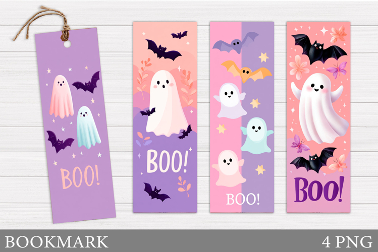 Cute Ghost Bookmark Printable. Halloween Bookmark Design