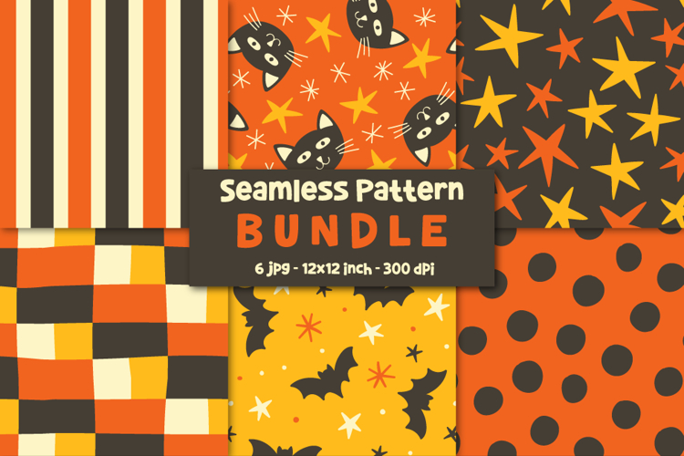 Halloween Patterns Bundle Spooky Digital Papers Bat