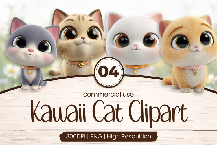 Cute Kawaii Cat Friends Clipart Sublimation PNG