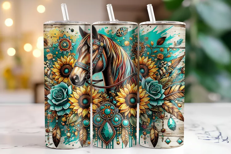 Horse & Sunflower Tumbler Wrap | Sublimation | Tumblers