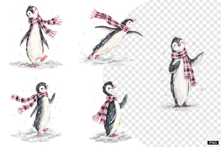 Winter Penguin PNG