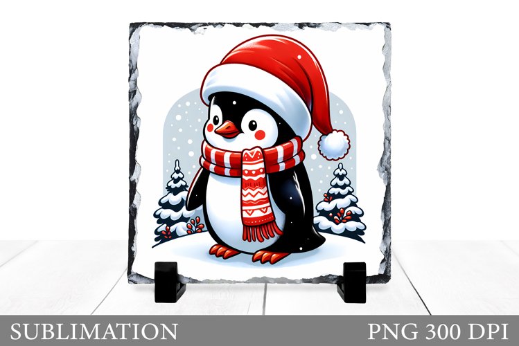 Cute Penguin Sublimation. Christmas Penguin Slate Design