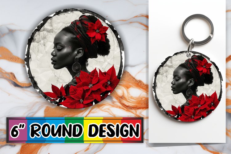 Keychain Woman Portrait Round Design Holiday Sublimation example image 1