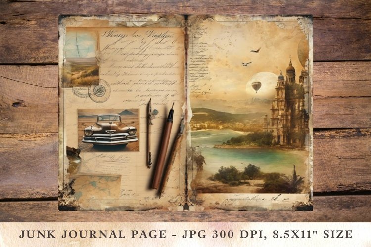 Printable Junk Journal Pages postcard travel 9 example image 1