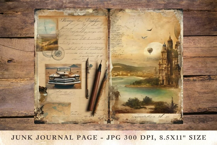 Printable Junk Journal Pages postcard travel 9