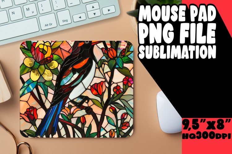 Beautiful Birds Stained Glass Design Mouse Pad