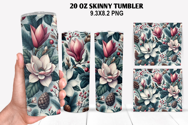 Flowers Skinny Tumbler 20oz Wrap Design, Spring Tumbler Wrap