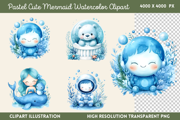 Cute Mermaid Clipart Image 7