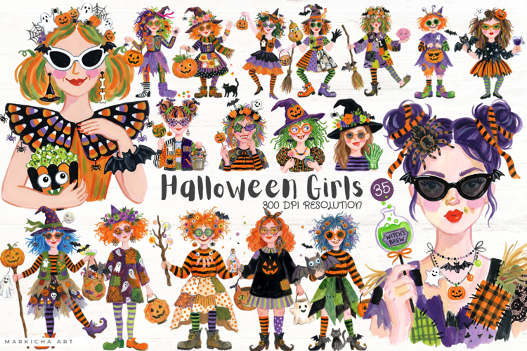 Halloween Girls Clipart