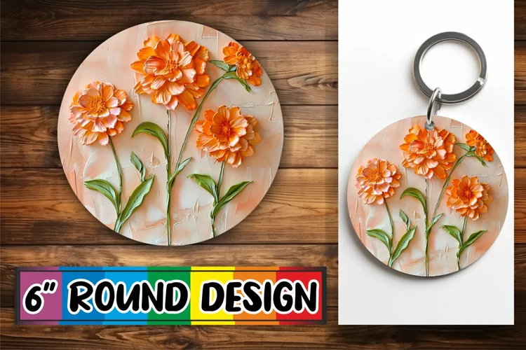 Elegant Bloom Harmony: 3D Circle Design Sublimation