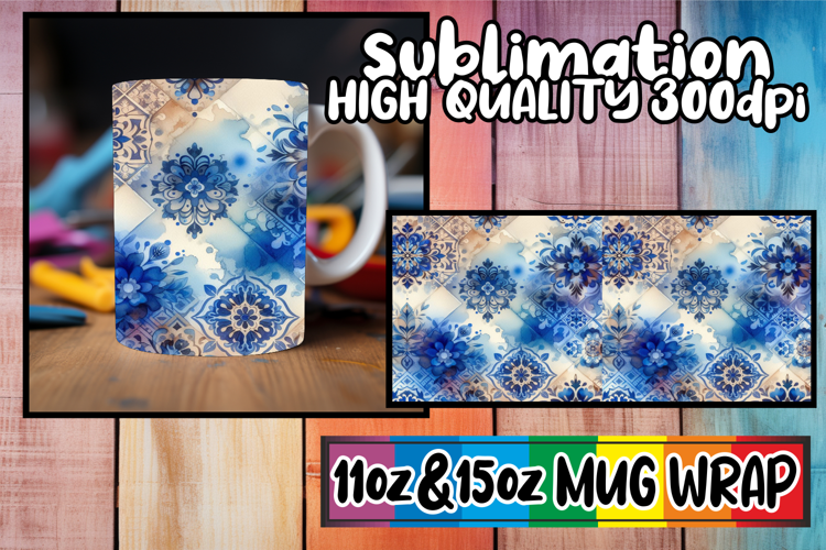 Beautiful sunsets sublimation mug wrap, Watercolor Pattern