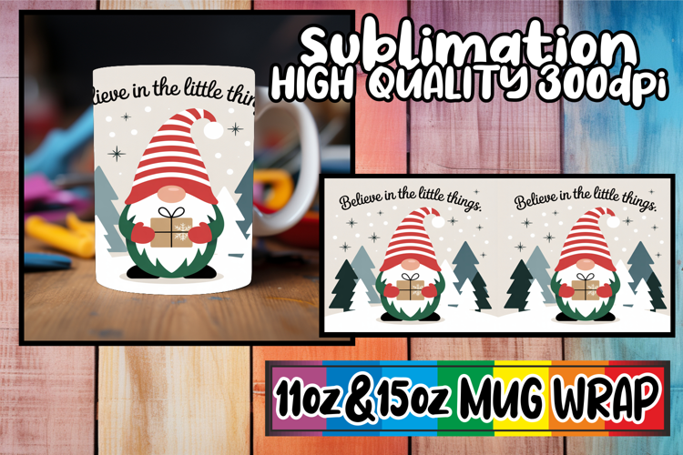 Joyful adventures 11oz 15oz sublimation wrap, Holiday Gnome