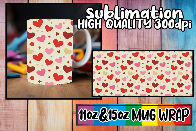 Happy vibes 11oz 15oz sublimation wrap, Valentine's Pattern