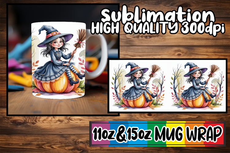 Delightful sips 11oz 15oz mug wrap, Pumpkin Watercolor