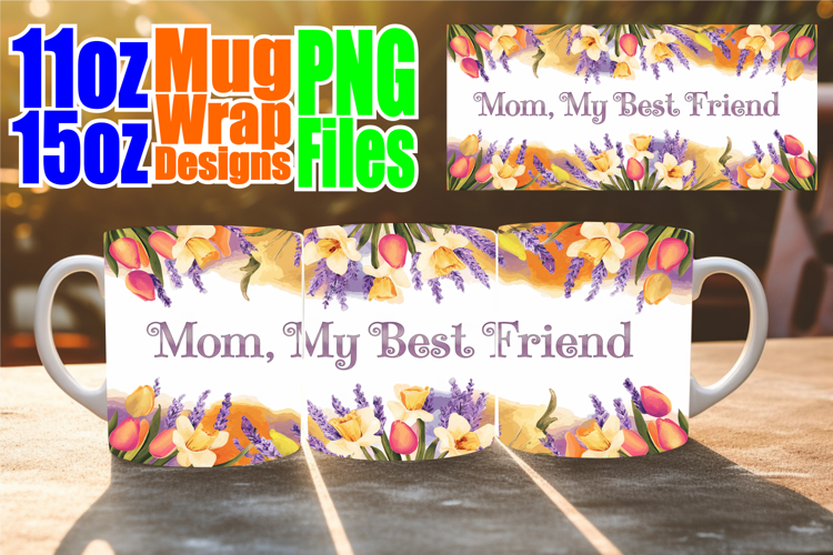 Vibrant hues 11oz 15oz mug wrap, Mother's Day