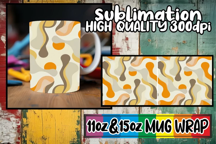Whimsical Spring Abstract Pattern Mug Wrap 11oz 15oz