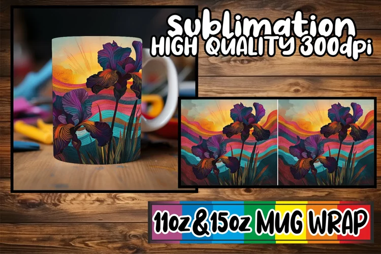 Floral Nostalgia: Retro Mug Wrap Sublimation