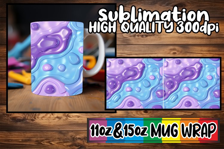 Vibrant 3D Paradise: Sublimation Mug Wrap 11oz/15oz