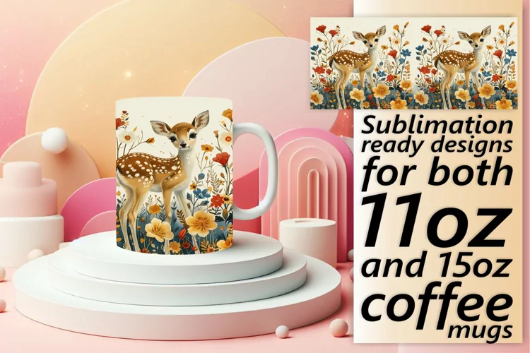 Deer Watercolor Design for Sublimation Mug