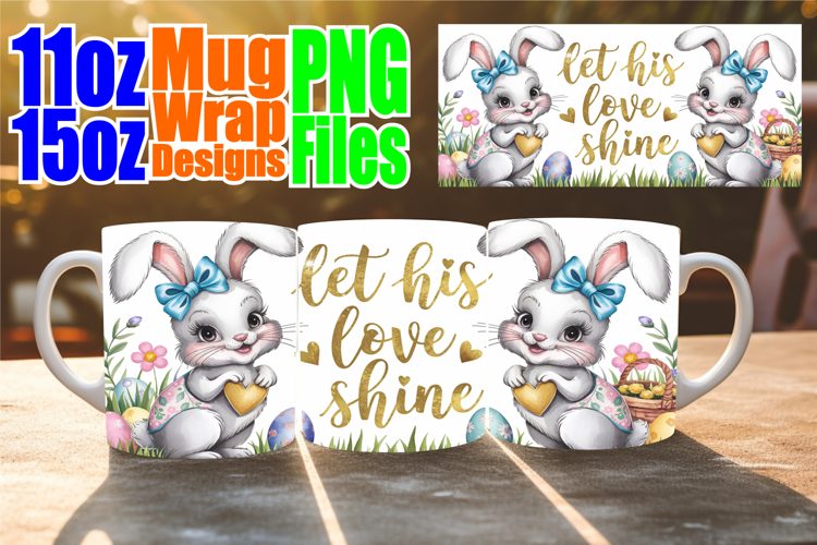 Radiant evenings 11oz 15oz sublimation wrap, Easter Bunny