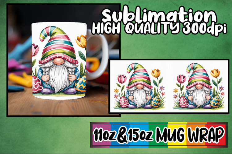 Radiant sunsets 11oz 15oz sublimation wrap, Easter Gnomes
