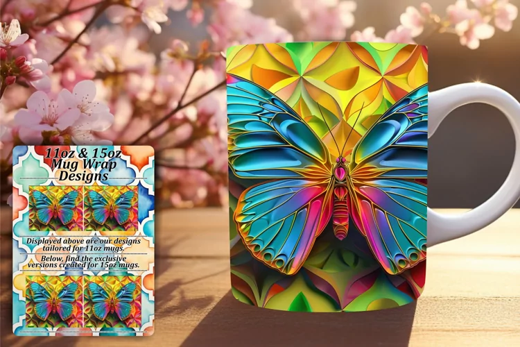 Whimsical Springtime Butterflies: 3D Mug Wrap
