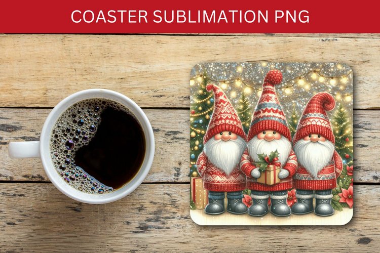 square coaster - christmas gnome example image 1