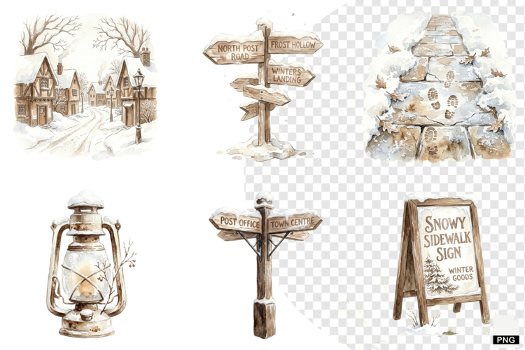 Winter Morning Mailbox Clipart
