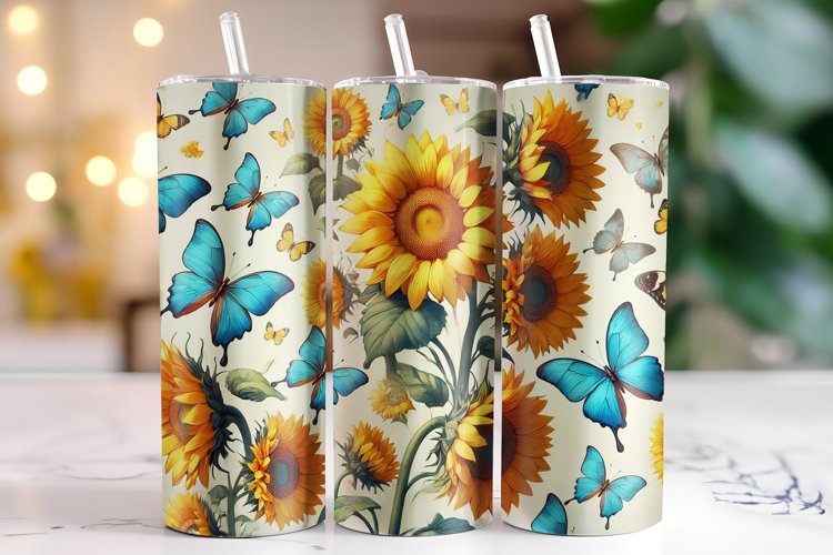 Sunflower Tumbler Wrap | Sublimation | Tumblers example image 1