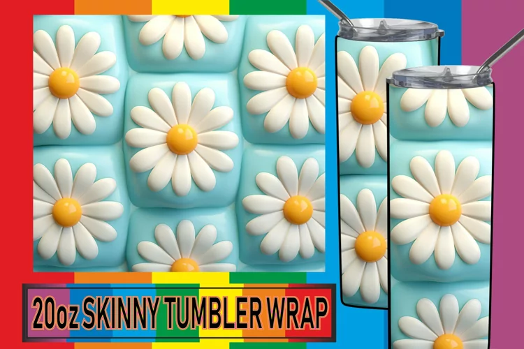 Radiant Blossom Breeze: Colorful Inflated Puff Tumbler