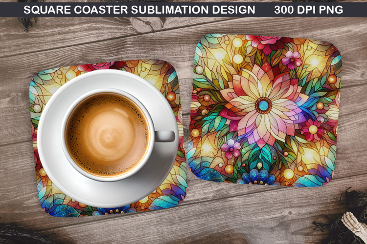 Flowers Coaster Sublimation, Spring Coaster PNG Design
