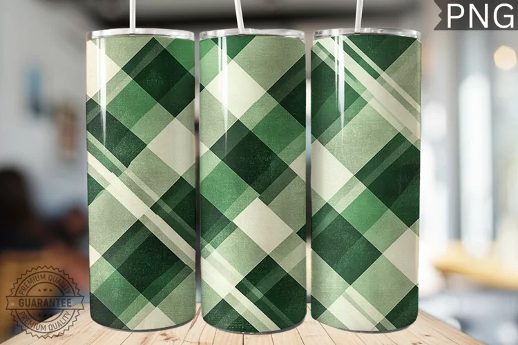 Green Plaid Tumbler Wrap - High Quality 300 Dpi