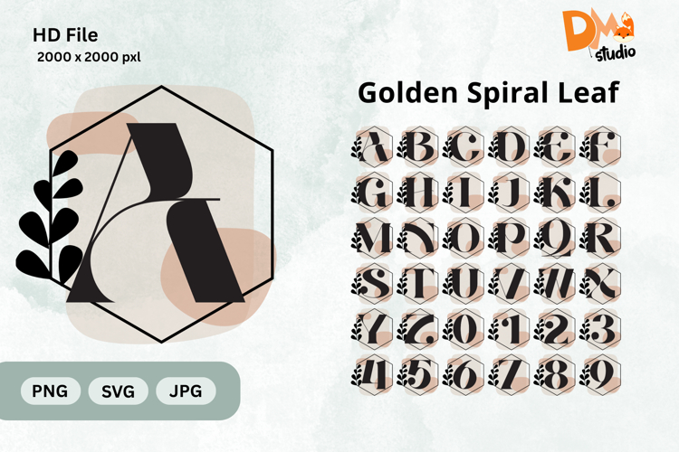 Golden Spiral Leaf Monogram